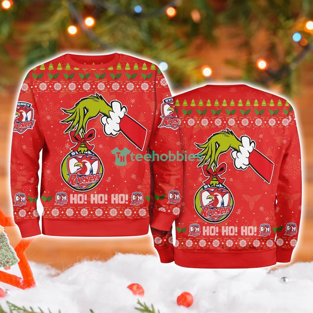 Sydney Roosters Nrl Grinch Hand Ugly Christmas Sweater 3D