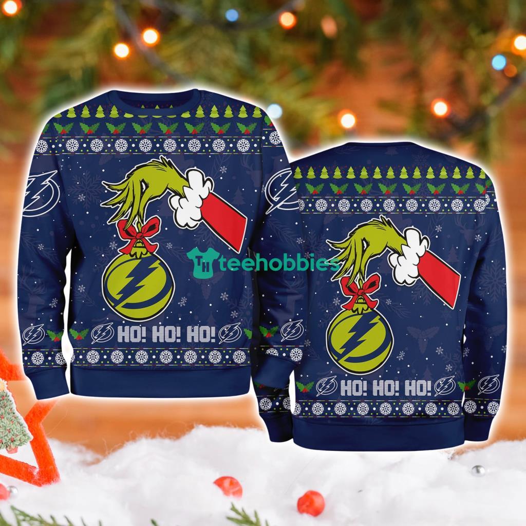 Tampa Bay Lightning Grinch Hand Ugly Christmas Sweater 3D