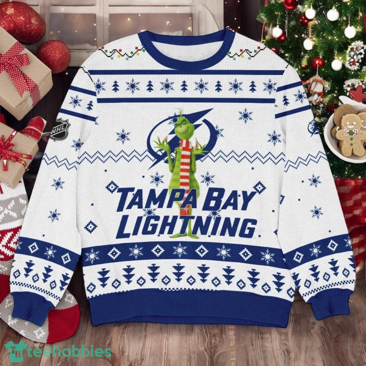 Tampa Bay Lightning NHL Grinch Ugly Christmas Sweater Team Holiday Christmas Gift