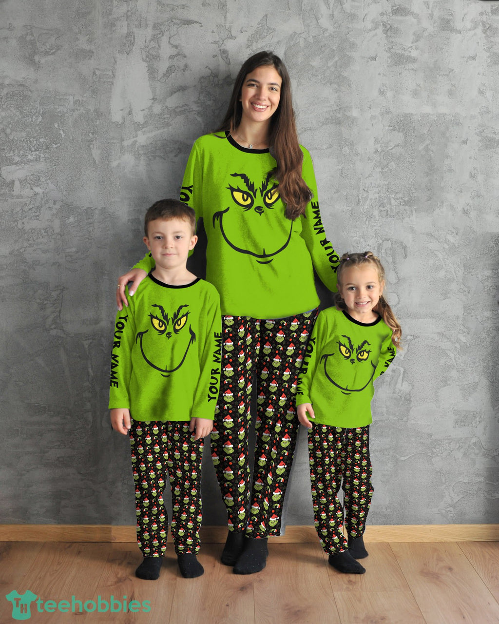 The Grinch Christmas Custom Name Pajamas Family Set