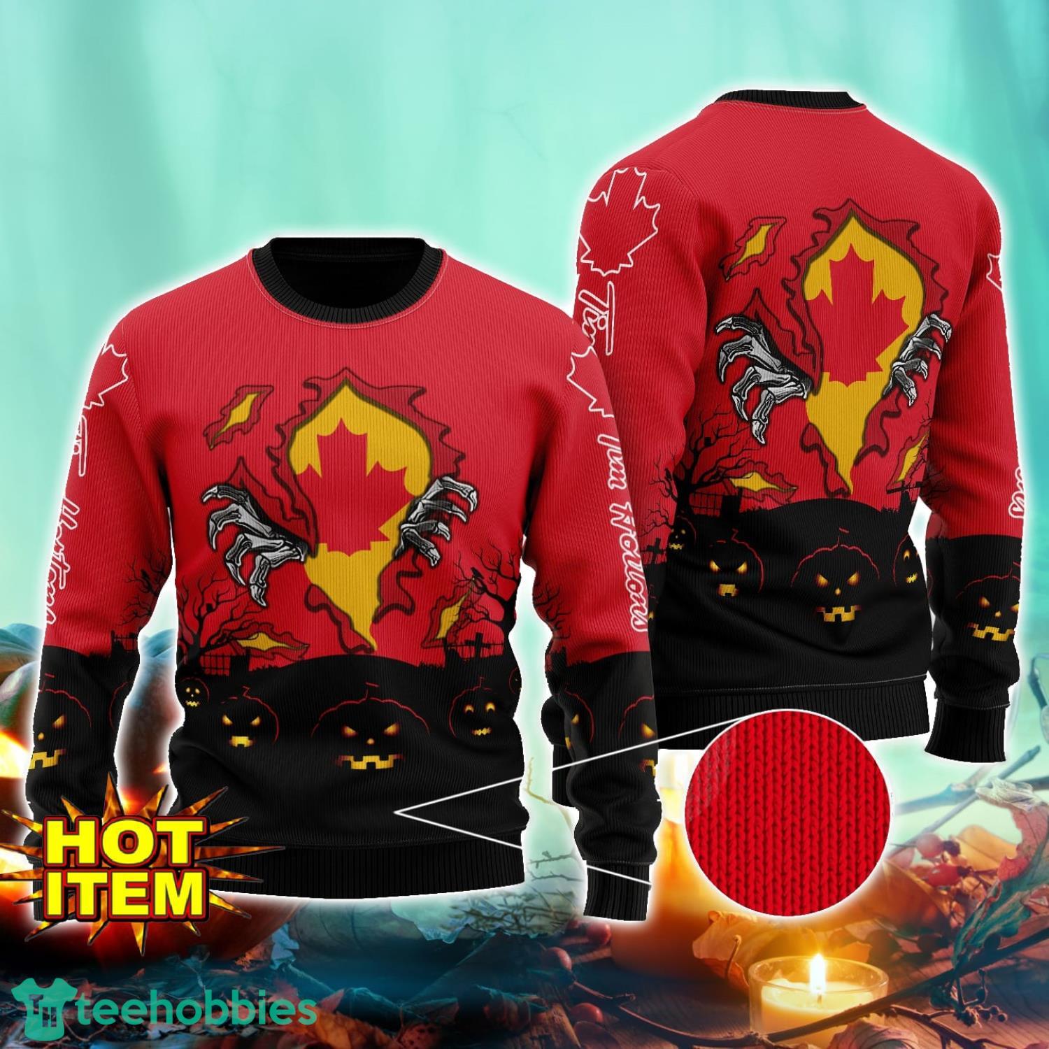 Tim Hortons Scary Night Halloween Hand Pull Out Halloween 3D Sweater For Men and Women