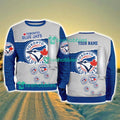 Toronto Blue Jays MLB Sporty Color Custom Name Christmas Ugly Sweater Gift For Fans
