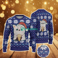 Ugly Christmas Sweater With Snowflake Pattern Featuring Chivas-InspiSanta Cat Design