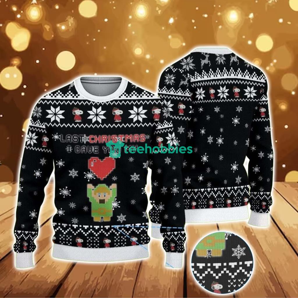 Ugly Christmas Sweater With Snowflake Pattern Featuring Chivas Pixel Art Santa