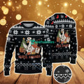 Ugly Christmas Sweater With Snowflake Pattern Featuring Nurse Amanda With Christmas Tree And Gifts