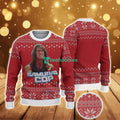 Ugly Christmas Sweater With Snowflake Pattern Featuring Samurai Cop Chivas