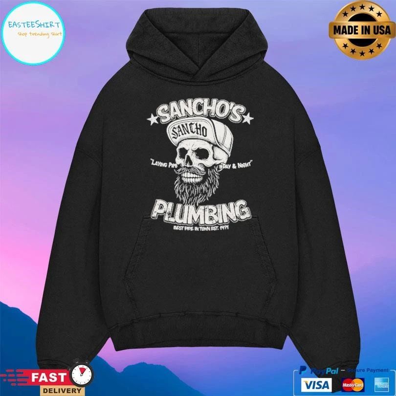 Sancho Plumbing Laying Pipe Day And Night Best Pipe In Tywn Est 1971 T-shirts