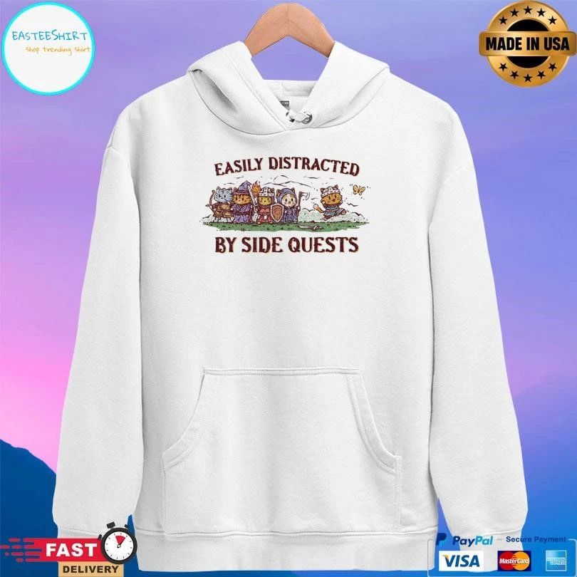 Easily Distracted By Side Quests Cats T-shirts