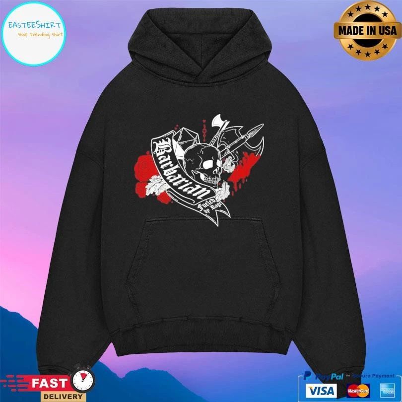 Barbarian Fueled By Rage Skull T-shirts
