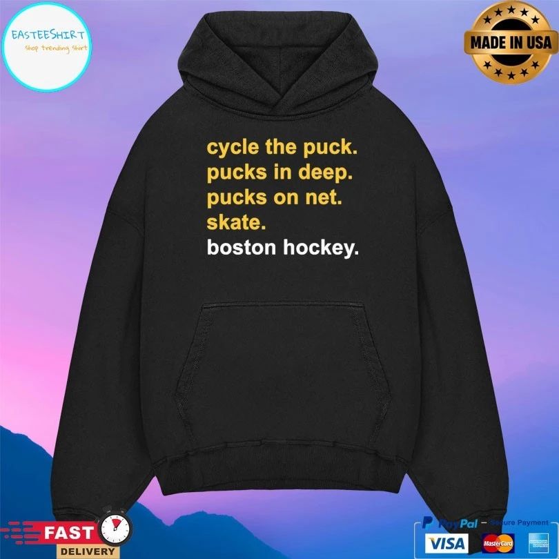 Cycle The Puck Pucks In Deep Pucks On Net Skate Boston Hockey T-shirt