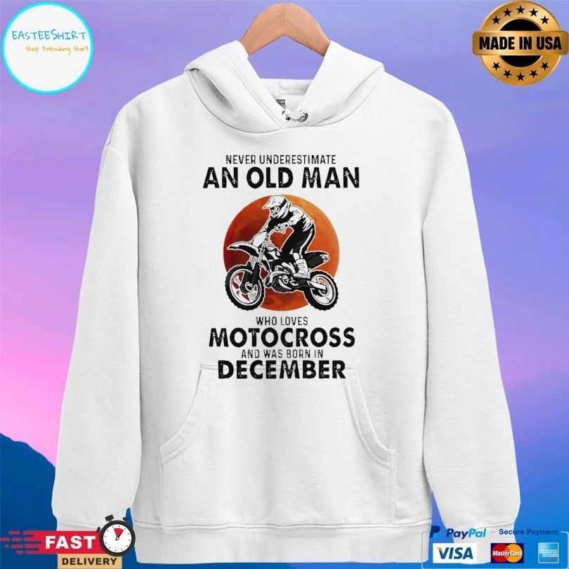Never Underestimate An Old Man Who Loves Motocross And Was Born In December Blood Moon T-shirt