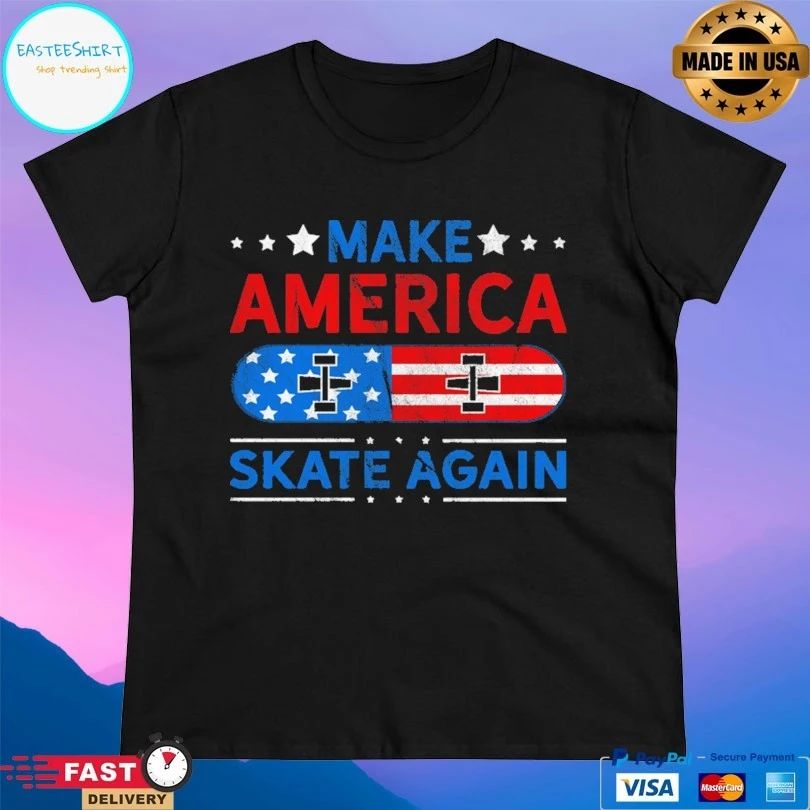 Make America Skate Again Us Flag Retro T-shirt