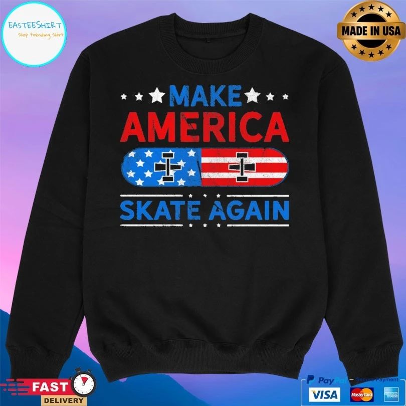 Make America Skate Again Us Flag Retro T-shirt