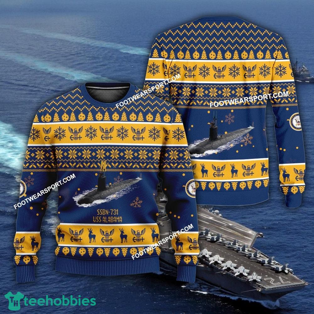 US Navy USS Alabama SSBN-731 Ugly Christmas Sweater AOP Gift Veteran