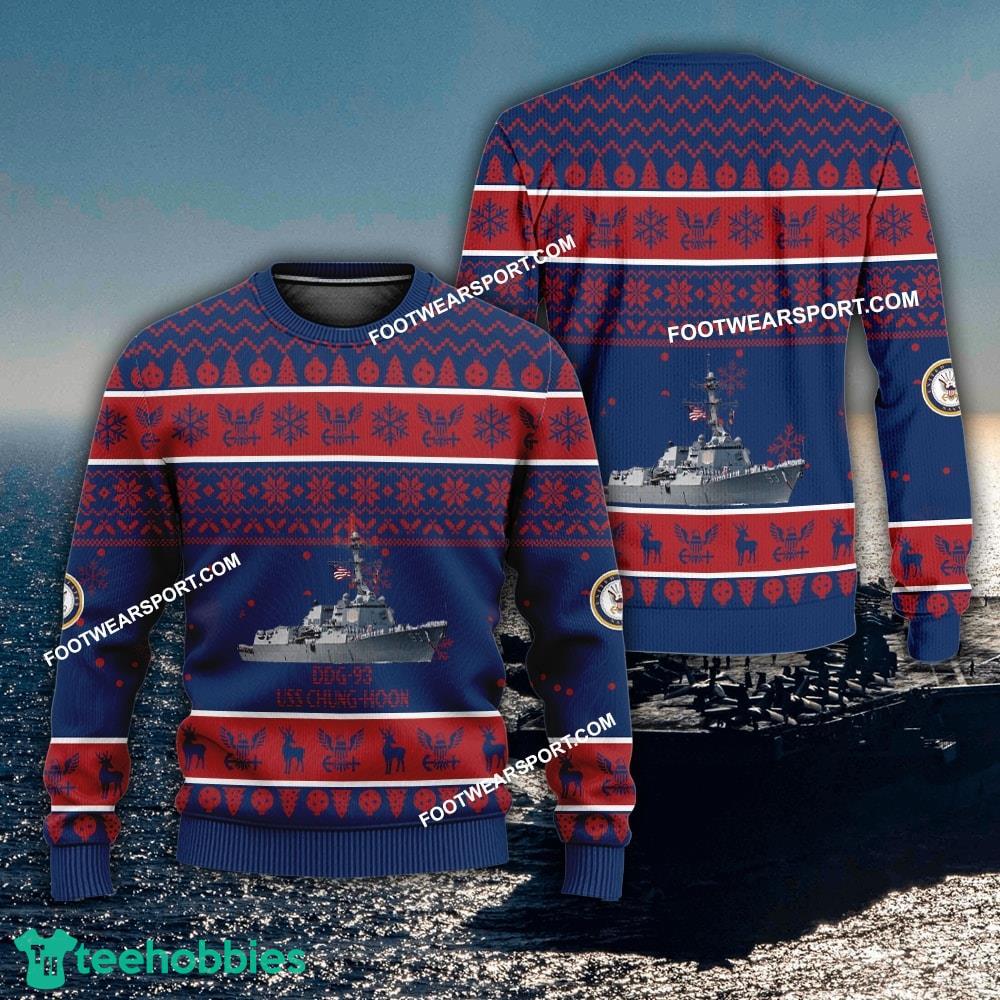 US Navy USS Chung-Hoon DDG-93 Ugly Christmas 3D Sweater For Men Women