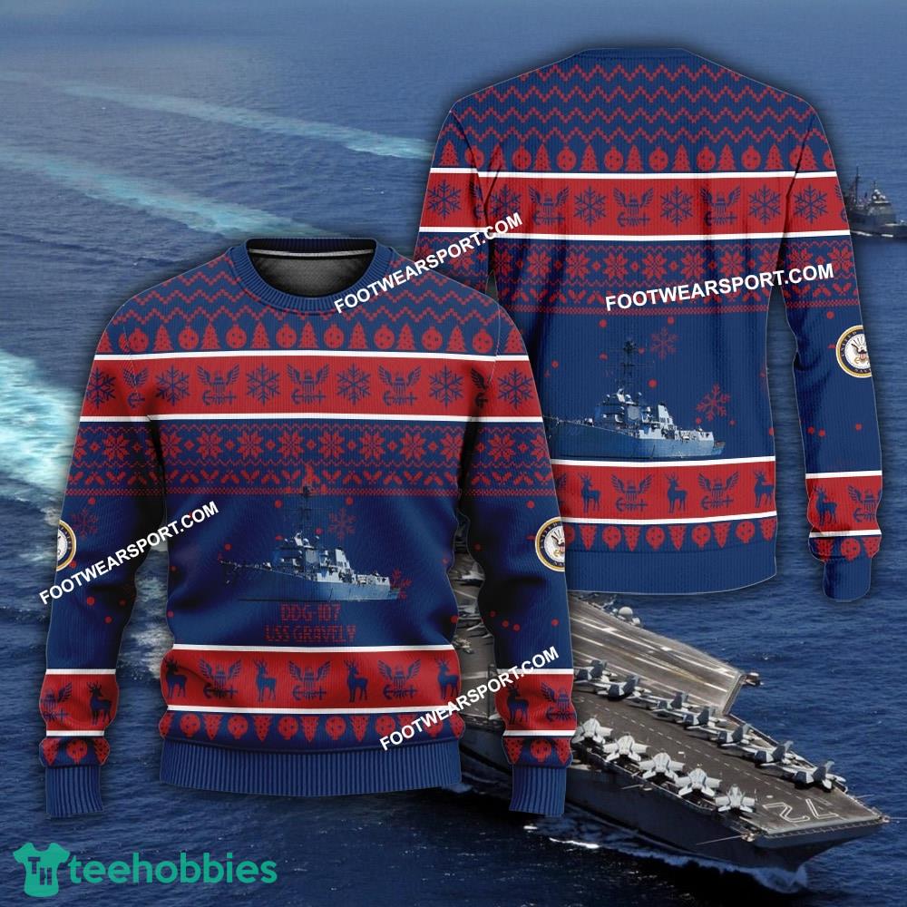 US Navy USS Gravely DDG-107 Ugly Christmas Sweater AOP For Men Women
