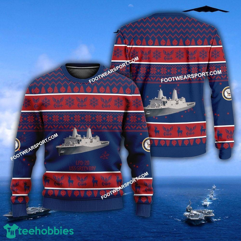 US Navy USS Green Bay LPD-20 Ugly Christmas Sweater Gift Veteran