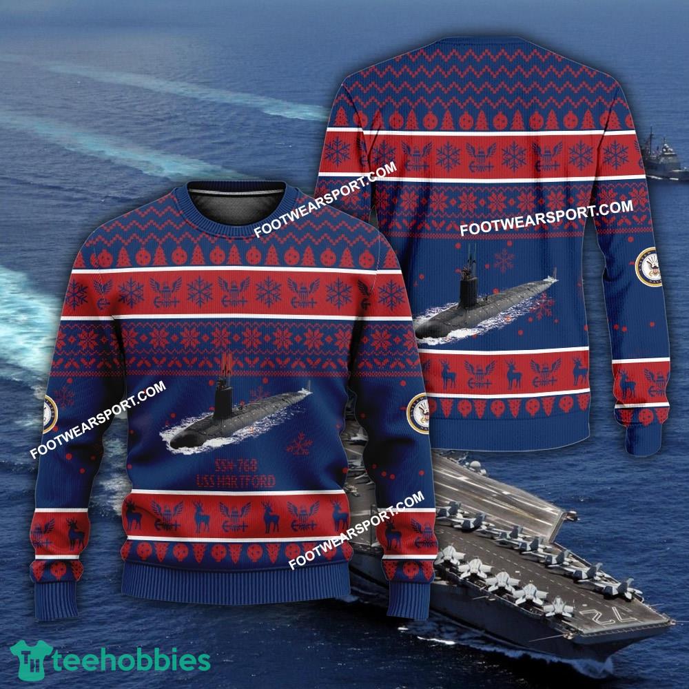 US Navy USS Hartford SSN-768 Ugly Christmas Sweater AOP Gift Veteran