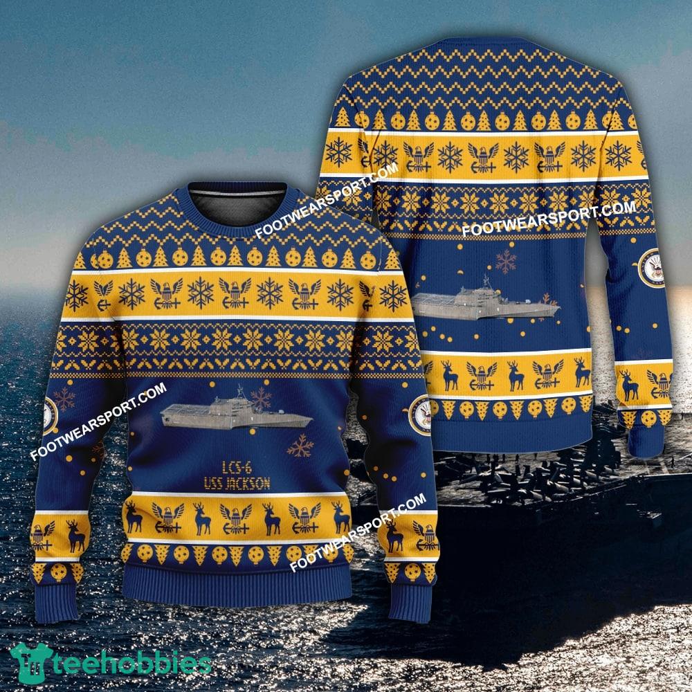 US Navy USS Jackson LCS-6 Knitted Xmas 3D Sweater Gift Veteran