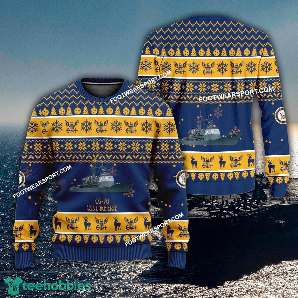 US Navy USS Lake Erie CG-70 Ugly Christmas 3D Sweater Gift Veteran
