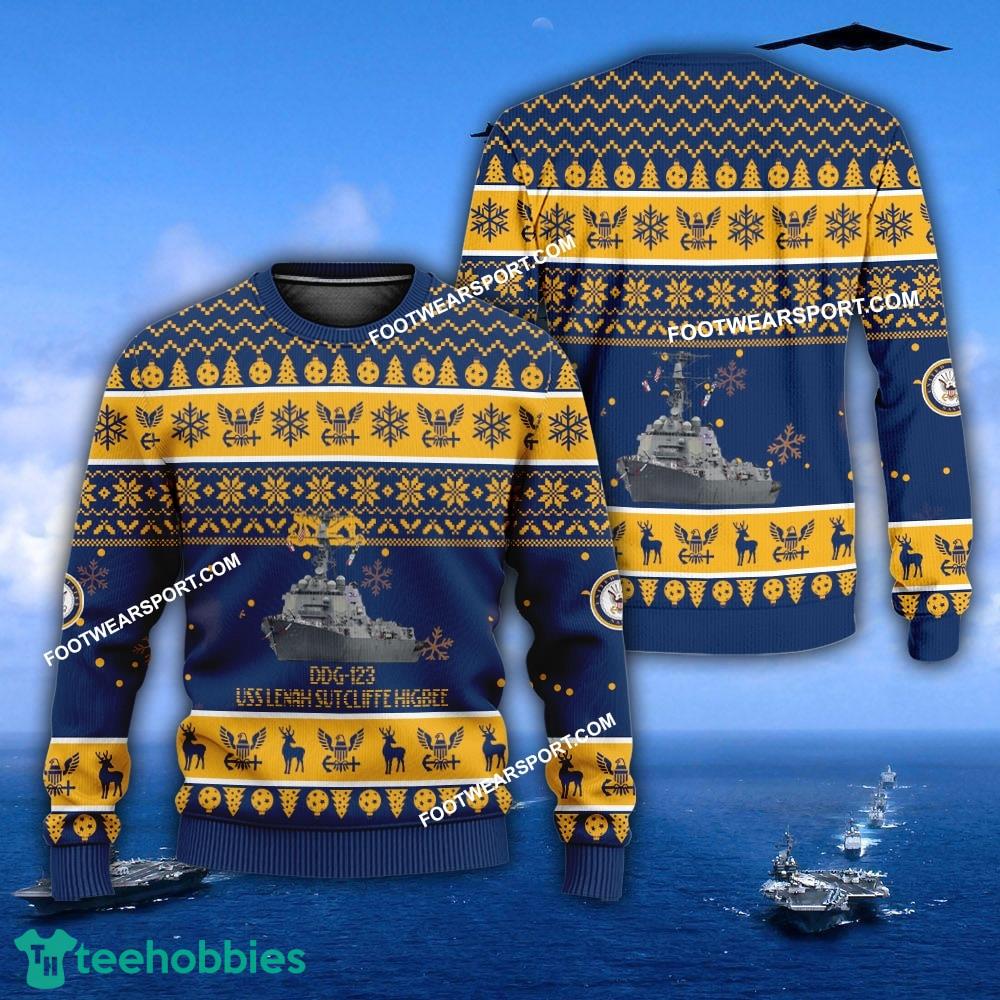 US Navy USS Lenah Sutcliffe Higbee DDG-123 Knitted Xmas Sweater Gift Veteran
