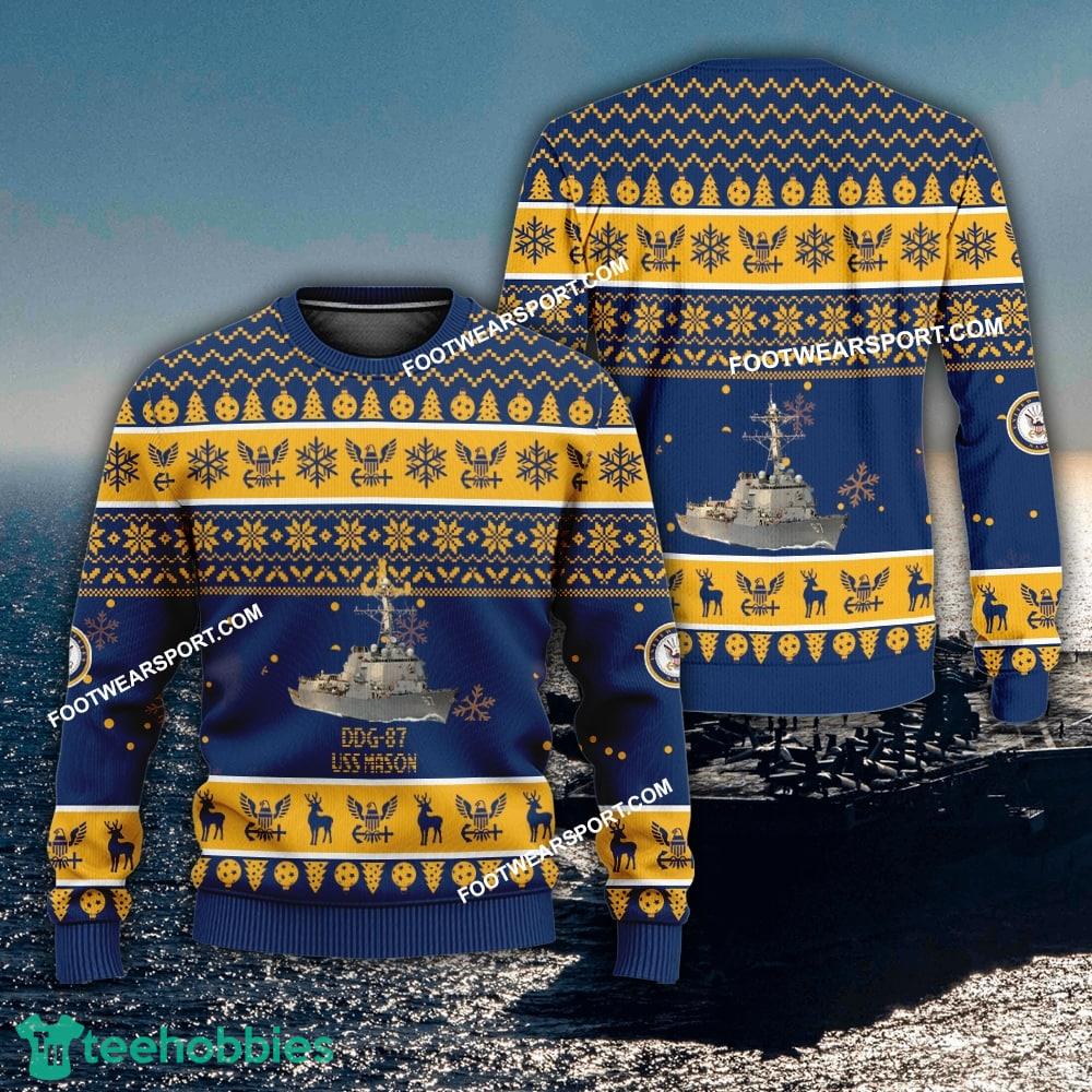 US Navy USS Mason DDG-87 Knitted Xmas 3D Sweater Gift Veteran