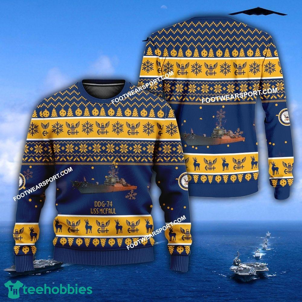 US Navy USS McFaul DDG-74 Ugly Christmas Sweater Gift Veteran