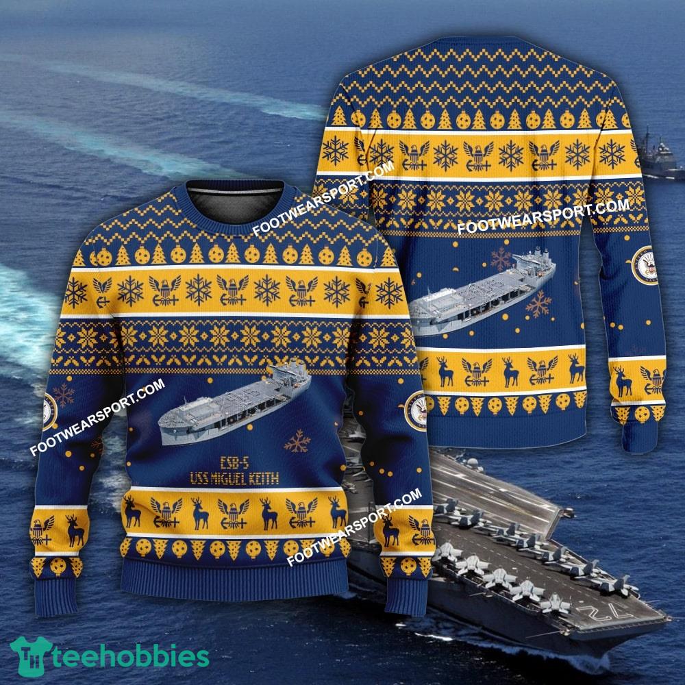 US Navy USS Miguel Keith ESB-5 Ugly Christmas Sweater AOP For Men Women