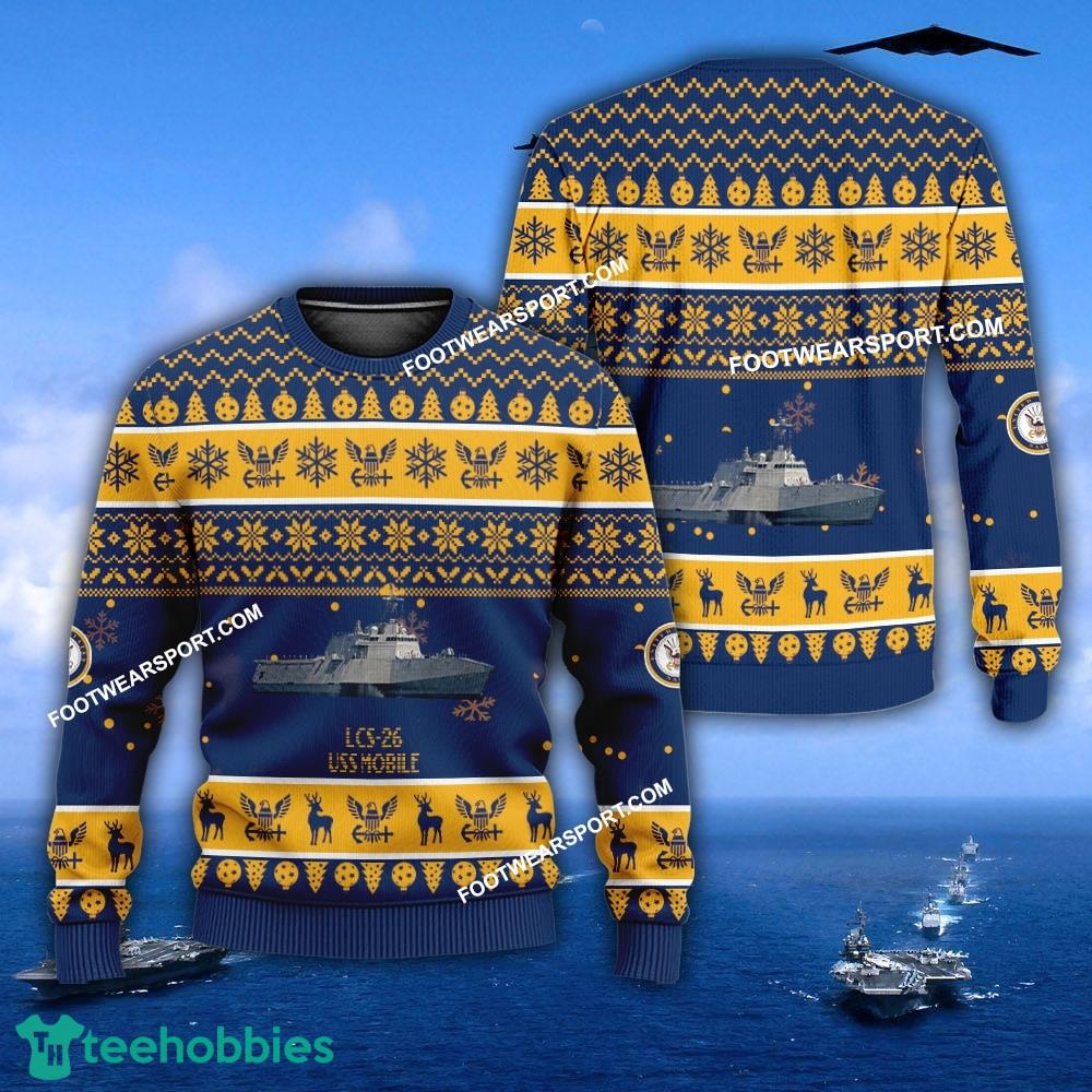 US Navy USS Mobile LCS-26 Ugly Christmas Sweater Gift Veteran