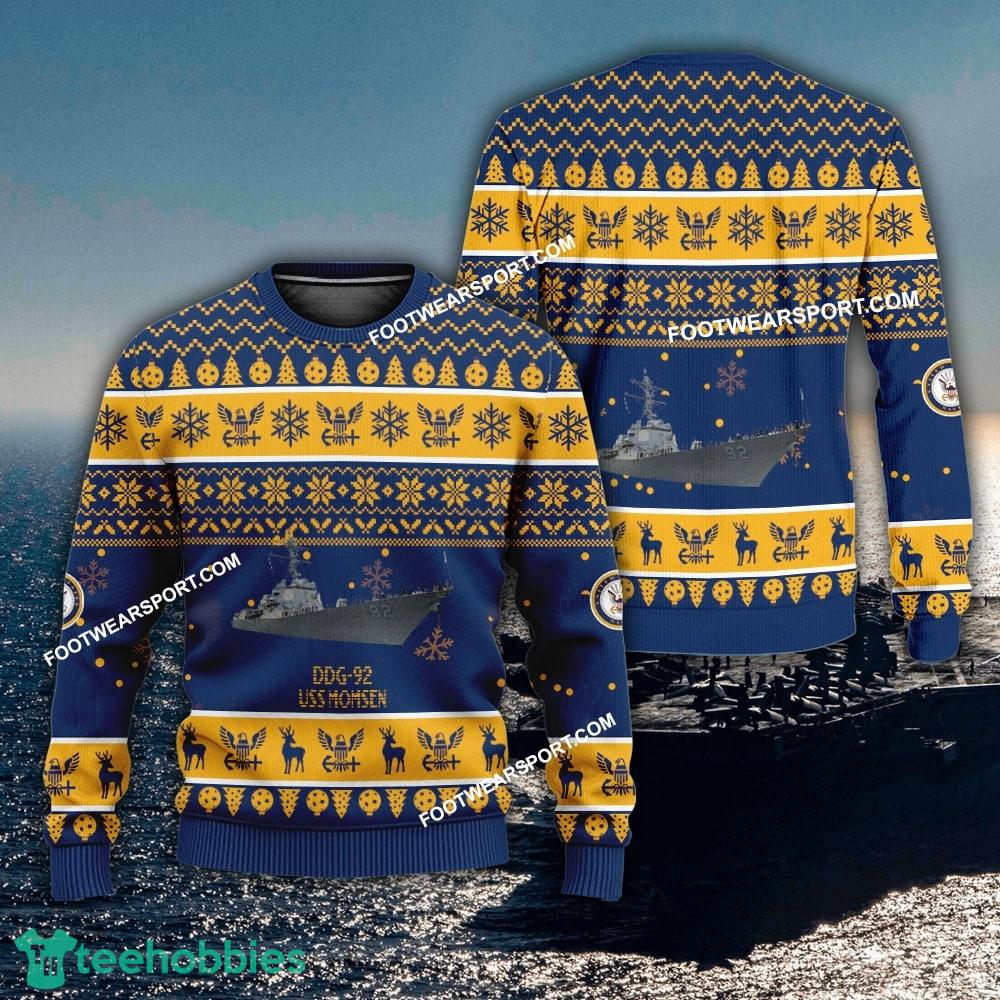 US Navy USS Momsen DDG-92 Knitted Xmas 3D Sweater For Men Women