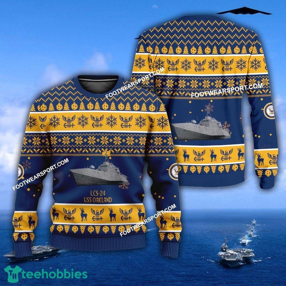 US Navy USS Oakland LCS-24 Knitted Xmas Sweater For Men Women