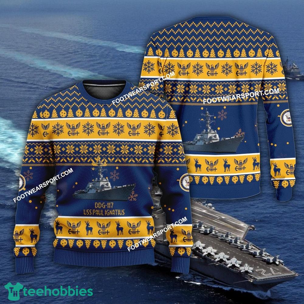 US Navy USS Paul Ignatius DDG-117 Ugly Christmas Sweater AOP For Men Women