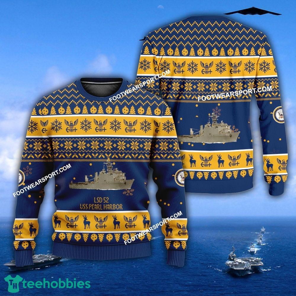 US Navy USS Pearl Harbor LSD 52 Ugly Christmas Sweater Gift Veteran
