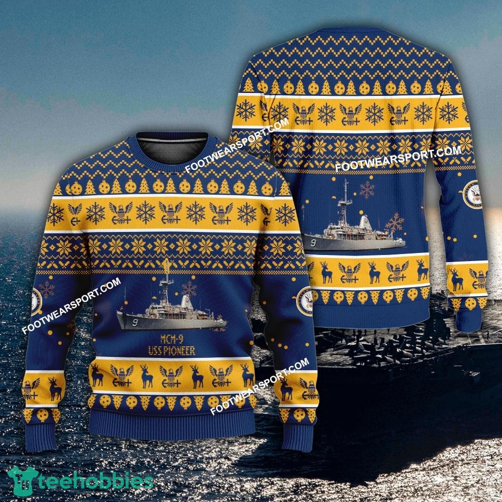 US Navy USS Pioneer MCM-9 Ugly Christmas 3D Sweater Gift Veteran