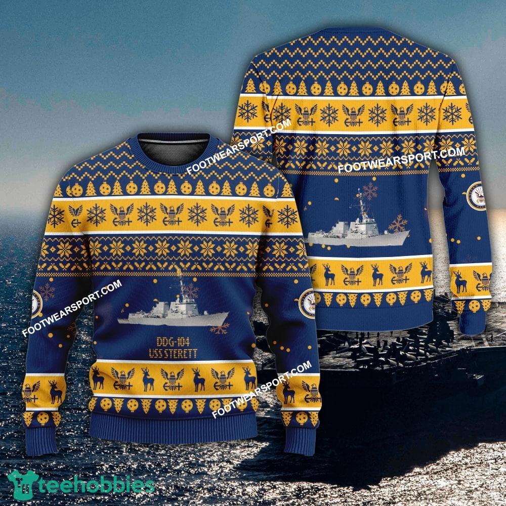 US Navy USS Sterett DDG-104 Ugly Christmas 3D Sweater For Army