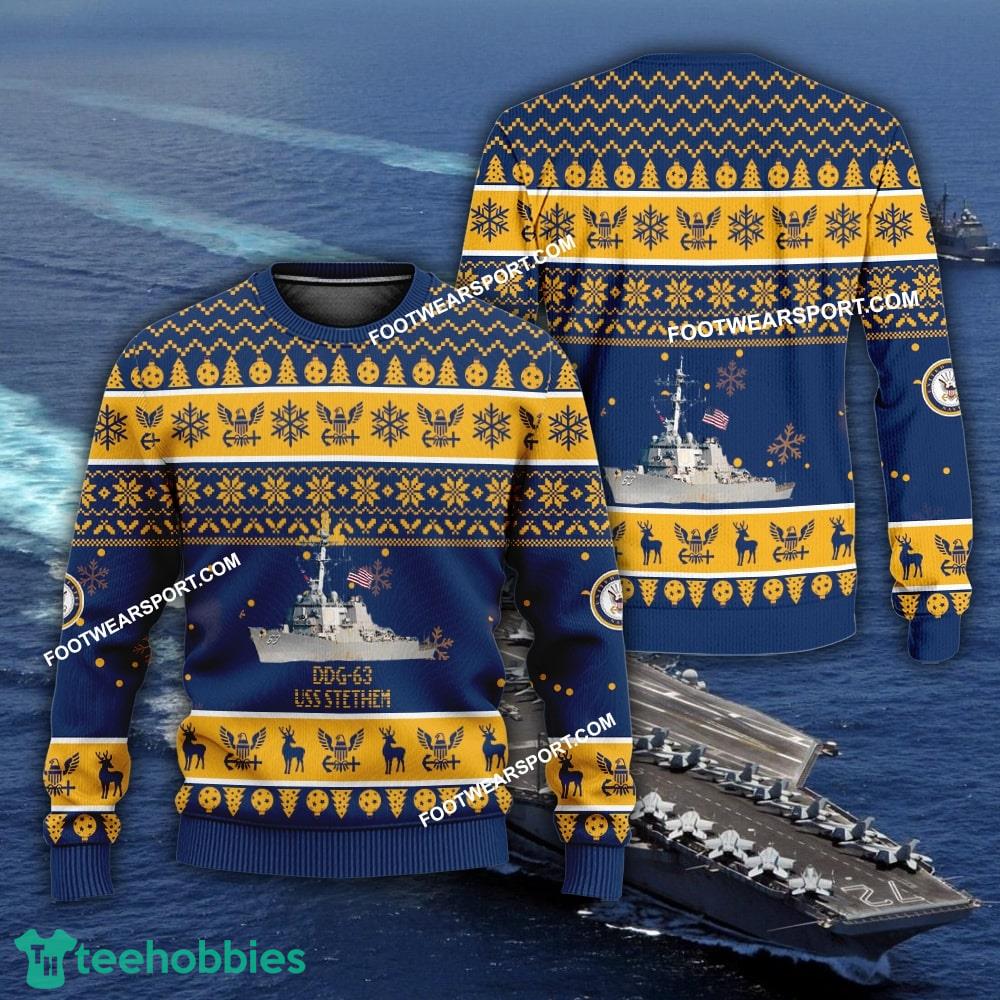 US Navy USS Stethem DDG-63 Ugly Christmas Sweater AOP Gift Veteran
