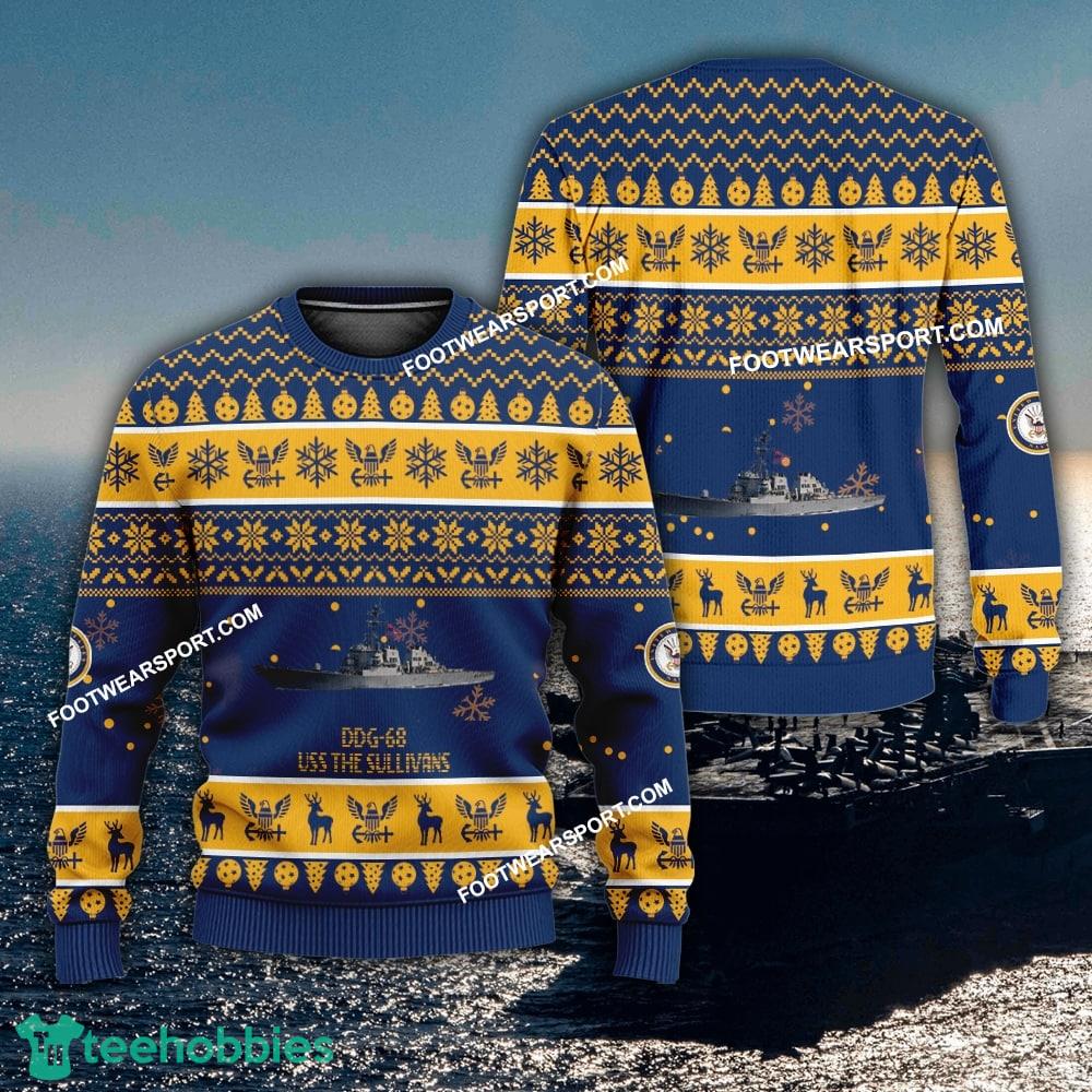US Navy USS The Sullivans DDG-68 Ugly Christmas 3D Sweater For Men Women