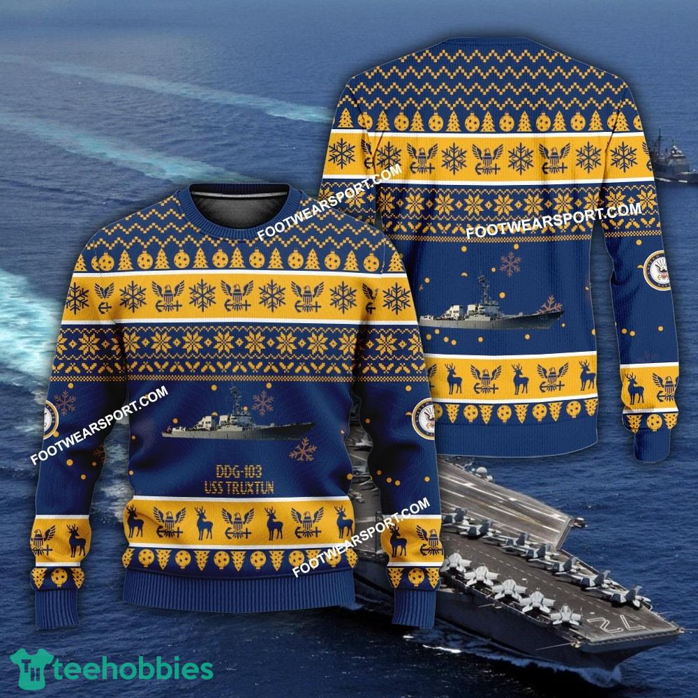 US Navy USS Truxtun DDG-103 Ugly Christmas Sweater AOP Gift Veteran