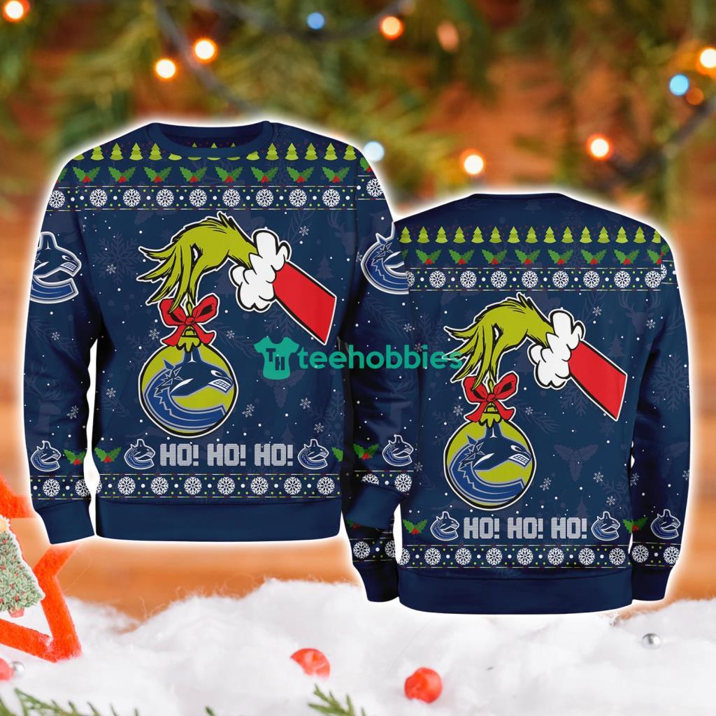 Vancouver Canucks Grinch Hand Ugly Christmas Sweater 3D