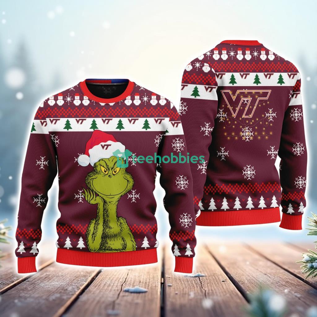 Virginia Tech Hokies NCAA The Grinch Funny Merry Christmas Uglly Sweater 3D New Trend