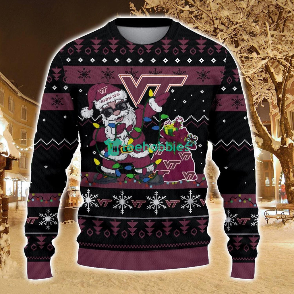 Virginia Tech Hokies Santa Claus Ugly Christmas Sweater All Printed Sweater For Fans Gift Ideas