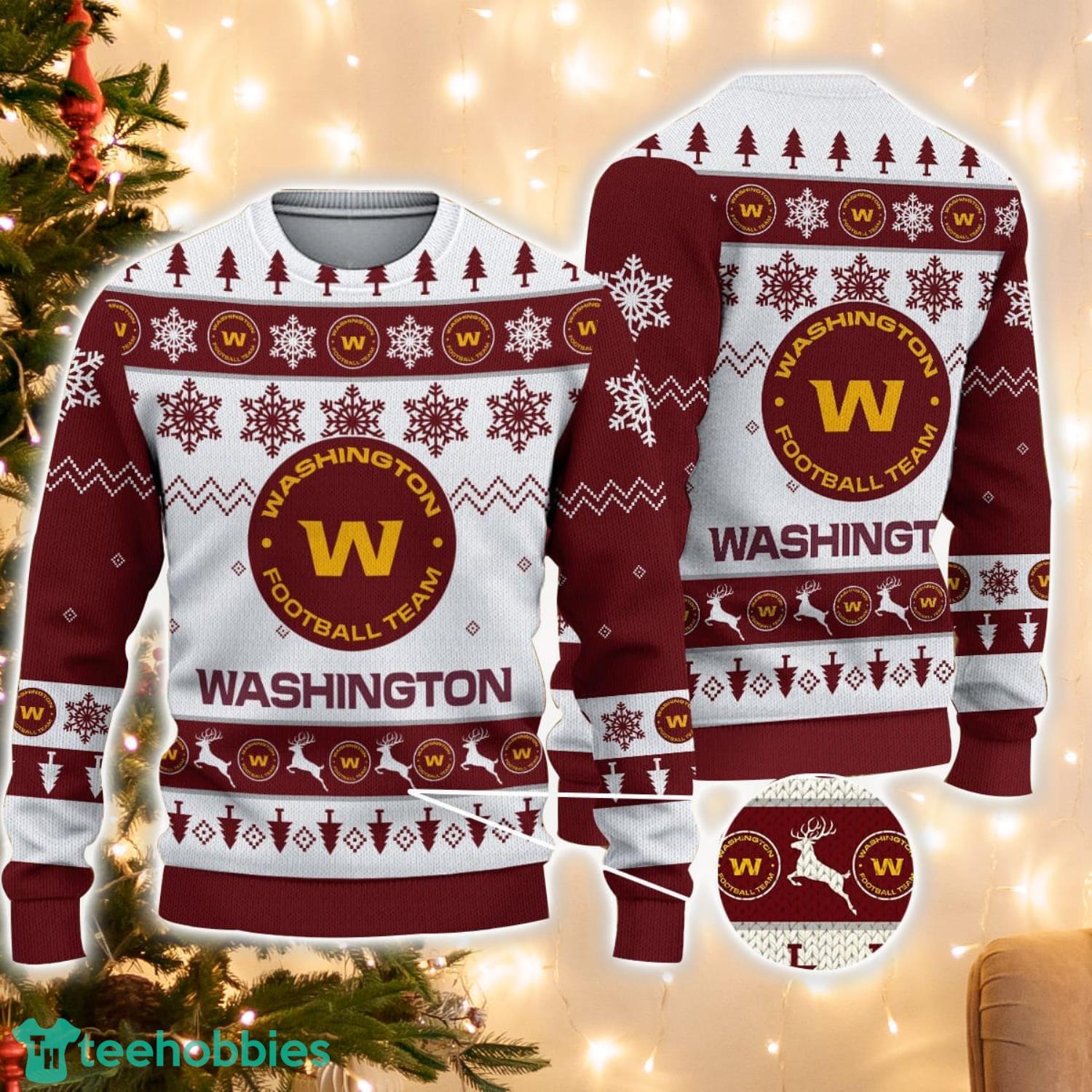 Washington Football Team Logo Ugly Christmas Sweater 3D Printed Unisex Sweater For Men And Women