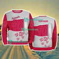 Washington Nationals MLB Sporty Color Custom Name Christmas Ugly Sweater Gift For Fans