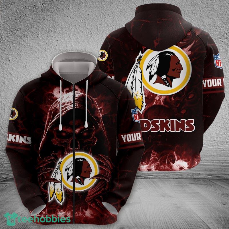 Washington Redskins Fire Skull Knitwear Halloween 3D Hoodie For Men Women