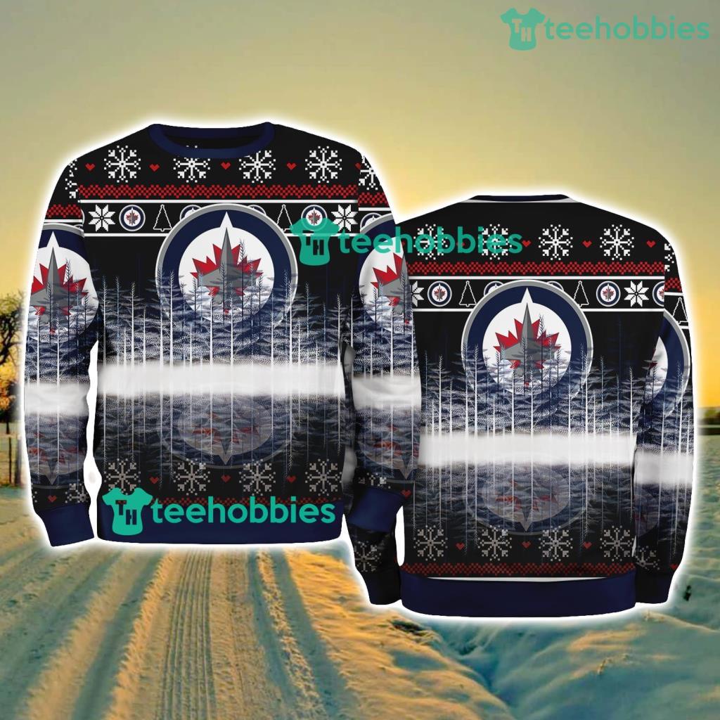 Winnipeg Jets Logo Brand Pine Tree Christmas Pattern Christmas Ugly Sweater