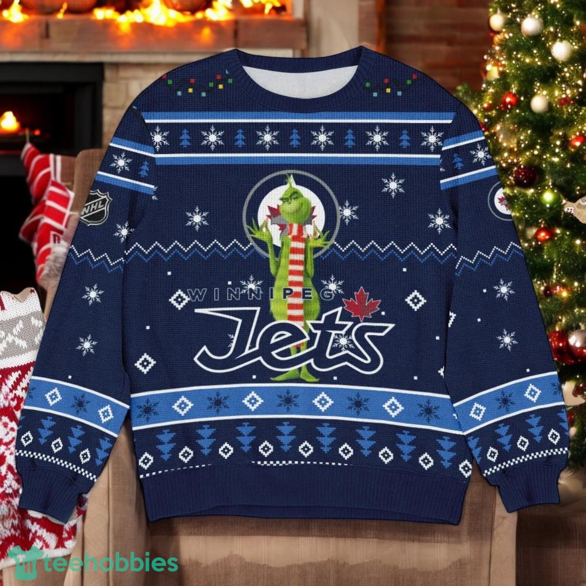 Winnipeg Jets NHL Grinch Ugly Christmas Sweater Team Holiday Christmas Gift