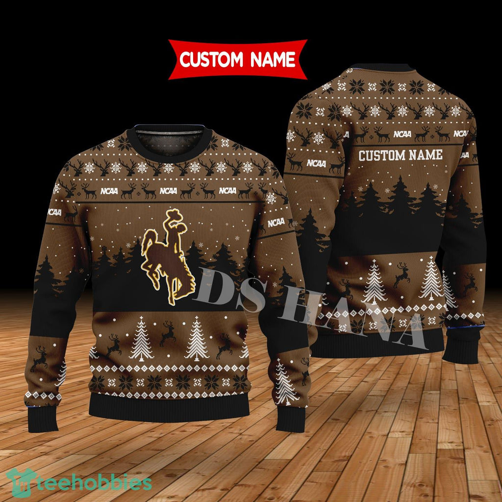 Wyoming Cowboys Custom Name Merry Xmas Sweater For Wyoming Cowboys Fans Sweater