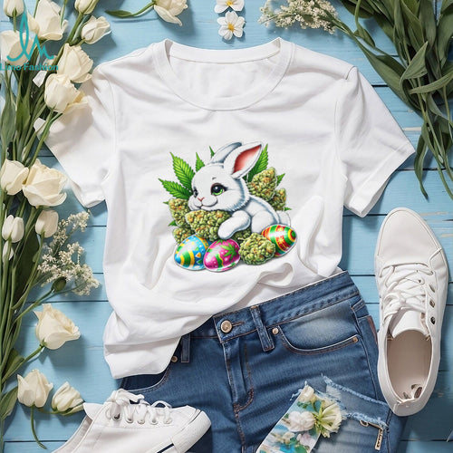 420 Easter Bunny Marijuana Buds & Weed Leaf Easter Egg Digital T Shirt